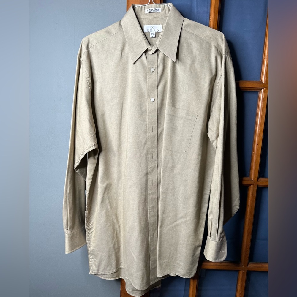 ENRO Men’s Pebble Cloth Button Down Long Sleeve Dress Shirt~Neck 17.5” & 35-36T